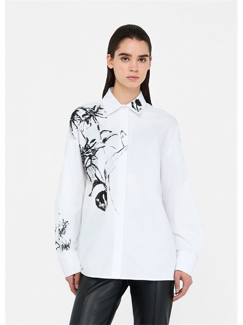 Camicia oversize in popeline con stampa LIU JO | CF5241T3216/W9992